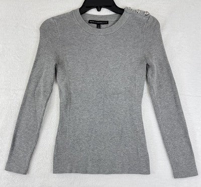 White House Black Market Sweater XS Gray Top Button Detail Womens