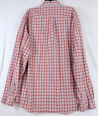 Gap Classic Fit Shirt Large Red Blue Check Poplin Button Down Mens Long Sleeve