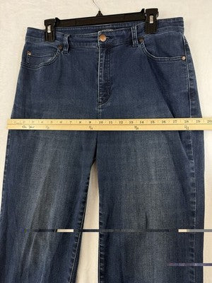 Eileen Fisher Jeans 8 Straight Leg Stretch Denim Blue Organic Cotton Denim