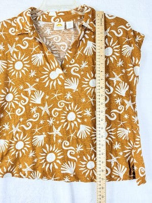 C C California Tops XL 100% Linen Short Sleeve Womens C&C