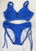Venus Bikini Set 6 Top 4 Bottom Blue Zip Tie Side Womens Swim Swimwear New