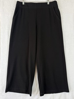 Max Studio Cropped Wide Leg Pants XL Black Pull On Womens