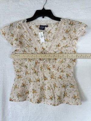 Gap Top XS Womens Babydoll Flutter Sleeve Floral Whimsical Fairycore New NWT