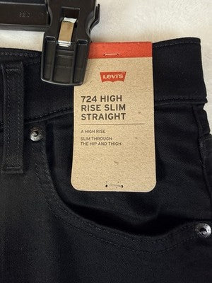 Levis 724 High Rise Slim Straight 28 Womens Black 28x32 Levi’s New NWT