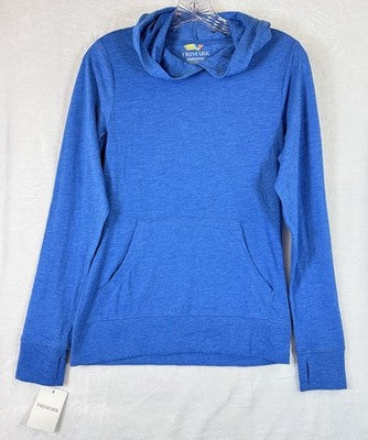 Womens XS Top Knit Hoodie Hooded Tee Long Sleeve Thumbholes Blue New NWT