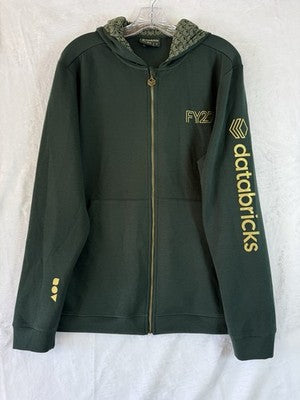 Databricks Medium Green Gold Full Zip Hoodie Jacket Logo Tech Kickoff FY27