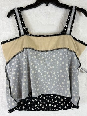 Miraclesuit Tankini Top 18W Black Polka Dots Tiered Swim Swimwear Swimsuit Women