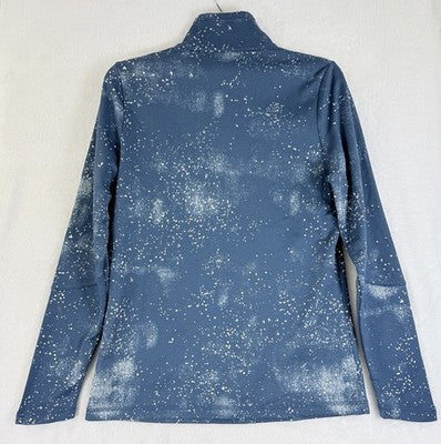 North Face 1/4 Zip Womens Medium Blue Sweatshirt Pullover Top Blue Galaxy Print