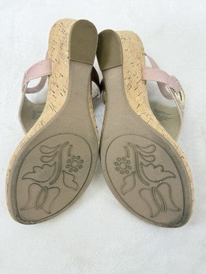 White Mountain Shoes 11 Womens Sandals Cork Wedge Pink Glitter Thong