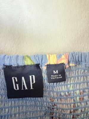 Gap Tops For Women Medium Linen Blend Cami Tie Strap Blue Floral Cottagecore