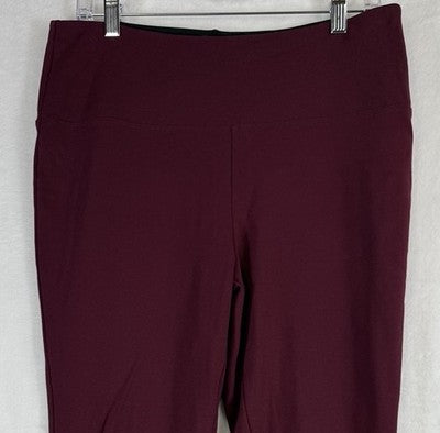 Liz Claiborne Lori Leggings Large Burgundy Red Women Slimming Pull On Ponte Knit