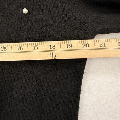 Ann Taylor Loft Cardigan Sweater Medium Black Pearls Button Front Medium Womens