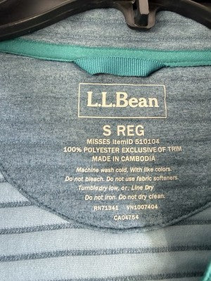 LL Bean Womens Airlight Pullover Small Blue Colorblock Top Pullover 1/4 Snap