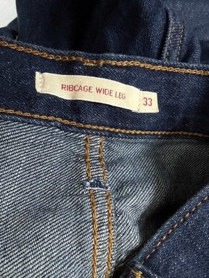 Levis Ribcage Wide Leg 33 Jeans Womens 33x32 Blue High Rise