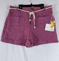 C&C California Linen Shorts Large Pink Belt Womens New NWT