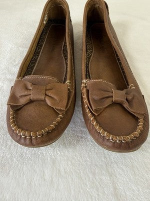Soul Of Africa Shoes 42 Womens Loafers Bow Glove Leather Brown Slip On