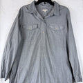 Gap Shirt Dress XL Women Gray 100% Cotton Midi Long Sleeve