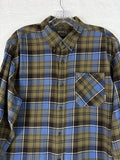 Eddie Bauer Flannel Shirt Mens Large Green Blue Button Up Long Sleeve Cotton