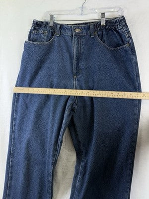 LL Bean Double l Flannel Lined Jeans Womens 16 Tall Blue Original Fit Relaxed