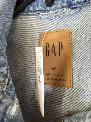 Gap Jean Jacket Medium Tall Women UltraSoft Icon Denim Crop Blue Light Blue New