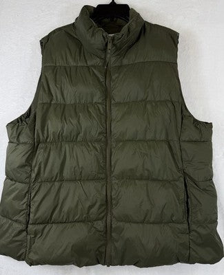 Gap Cold Control Puffer Vest XL Womens Olive Green Full Zip Lightweight Pockets