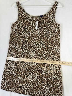 Gap Denim Mini Dress XS UltraSoft Leopard Print Sleeveless A Line Women New