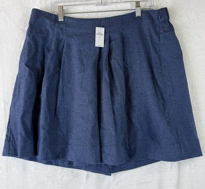 Banana Republic Linen Blend Shorts 18 Skort Blue Herringbone New NWT