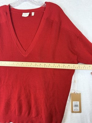 Cyrus Sweater XL Womens Red V Neck Long Sleeve Tops New NWT