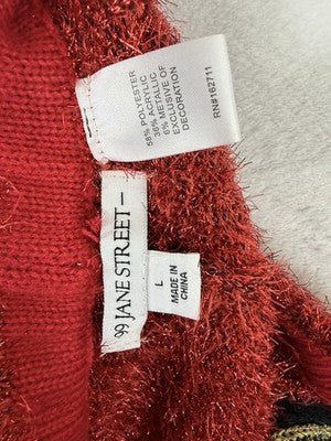 Ugly Christmas Sweater Pants Large Womens Santa Red Tinsel Holiday New NWT