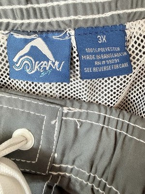 Kanu Surf Swim Trunks 3XL Mens Gray Board Shorts Swimsuit New NWT