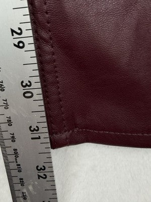Universal Thread Faux Leather Pants 2 Women Burgundy Red Mid Rise 90s Baggy NEW