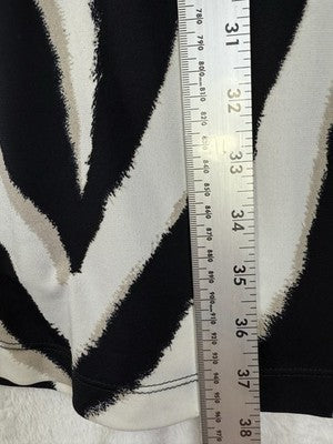 Chicos Size 2 Dress Zebra Print Blouson 3/4 Sleeve Cold Shoulder Womens Large