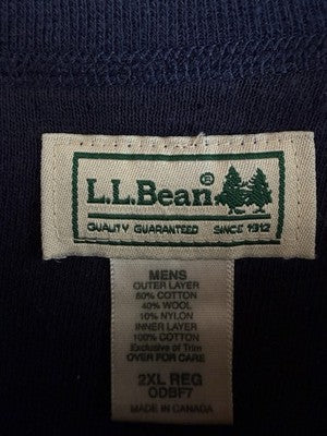 Vintage LL Bean 2XL Mens Blue Long Sleeve Outer Layer Crew Neck Pullover Wool