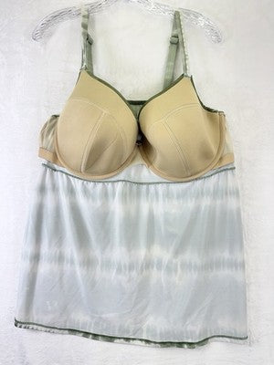 Cacique Swim 26 Tankini Top Bottom Set Green 44DDD Underwire Swimsuit Womens