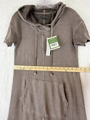 Toad And Co Dress Small Epique Hemp Brown Knit Hooded Short Sleeve New NWT