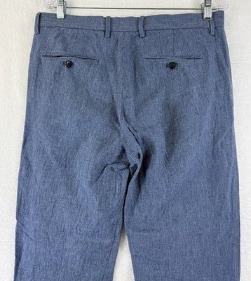 Banana Republic Aiden Pants 32x24 Blue Linen Cotton Chino Mens