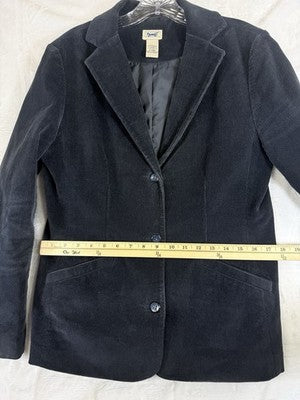 LL Bean Corduroy Jacket Womens 8 Navy Blue Blazer