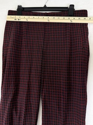 J Jill Ponte Slim Leg Pants Medium Petite Red Black Plaid Womens MP Knit Pull On
