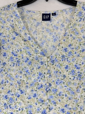 Gap Top Large Womens Blouse Crepe Flutter Sleeve Cottagecore Boho