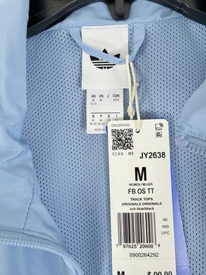 Adidas Originals Track Jacket Medium Ash Blue Black 3 Stripes Full Zip New NWT
