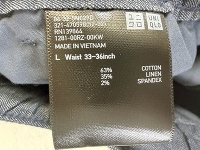 Uniqlo Linen Blend Relaxed Pants Large Blue Mens New NWT