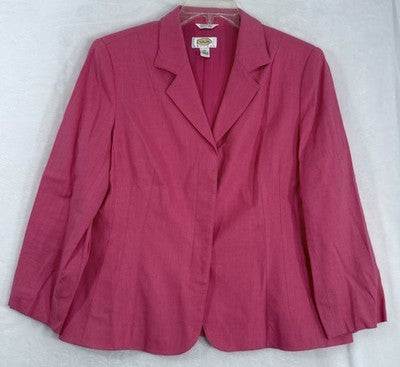 Vintage Talbots 14 Petite Jacket Linen Blend Pink Womens 14P Blazer Italy