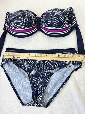 Venus Bandeau Bikini Set C Top 4 Bottom Blue Purple Floral Underwire Womens