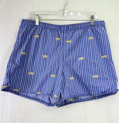 LL Bean Pajama Shorts Medium Womens Blue Dogs 100% Cotton Poplin Sleep PJ