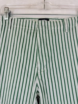 Lands End Pants 24W Mid Rise Classic Straight Leg Green Stripe Plus Size
