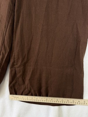 Banana Republic Wide Leg Crop Pants Large Linen Blend Cropped Brown Pull On