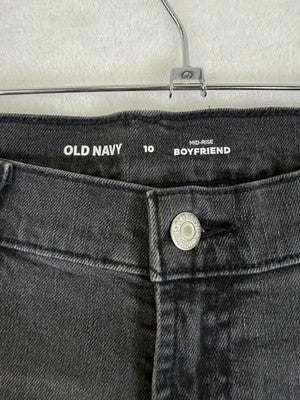 Old Navy Jeans 10 Mid Rise Boyfriend Ankle Gray Distressed Raw Hem New NWT