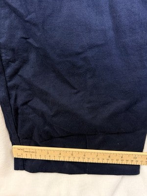 Gap Linen Blend Pants 4 Navy Blue Pleated High Waist Trousers Womens