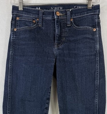 J Crew 9” Vintage Slim Straight Jeans 24 Blue Denim Womens