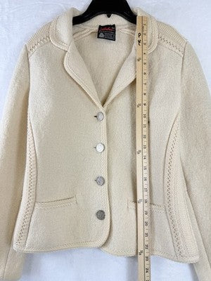Arber Strickmodern Jacket 36 Boiled Wool Blazer *FlawRead